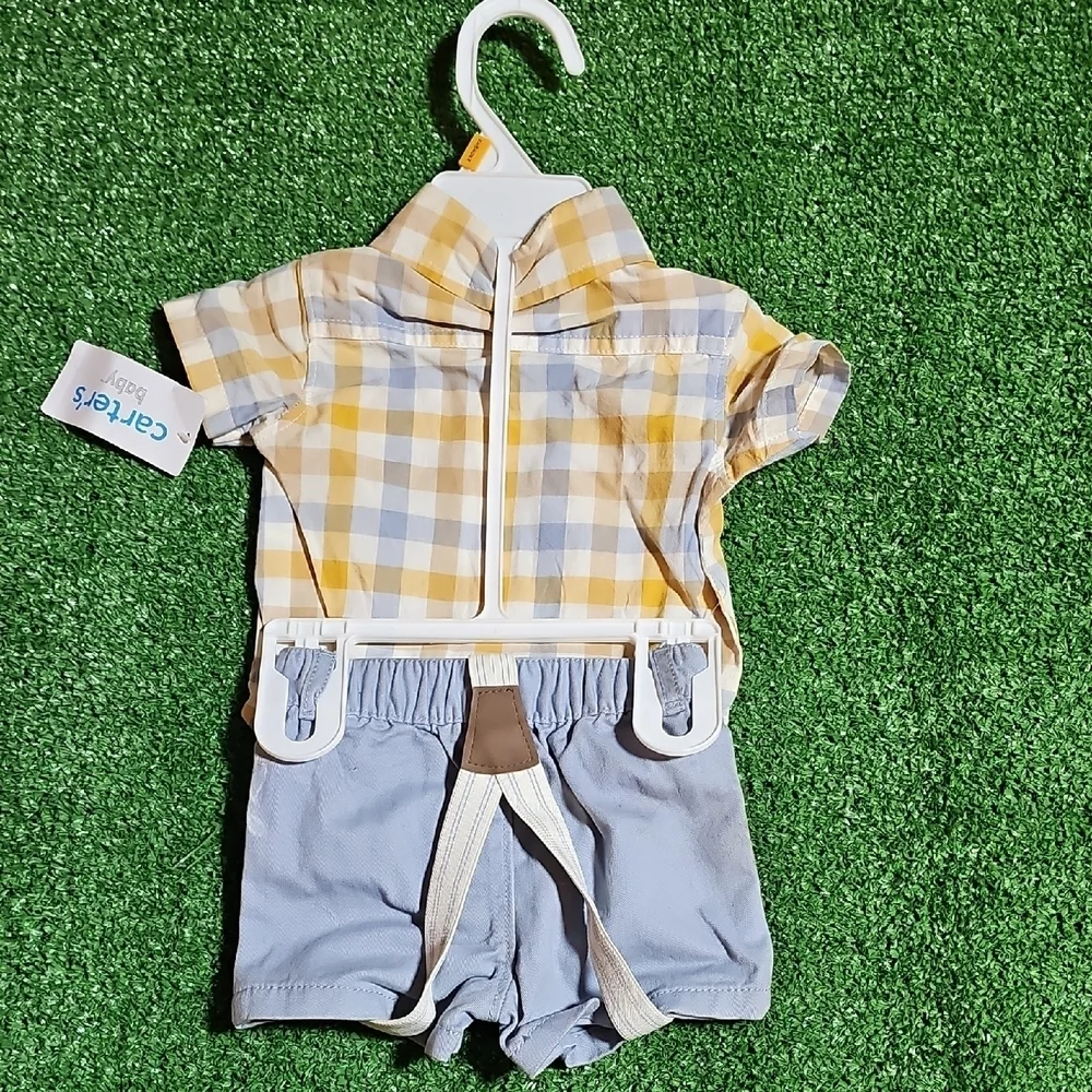 Carter's Yellow and Blue Checkered Baby Outfit